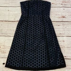 Helen Wang NYC Black Eyelet Lace Strapless Dress Sz 6